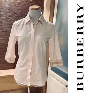 ✨Burberry✨ Pastel Pink Print Collar Blouse
